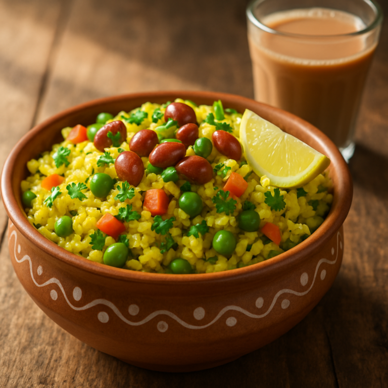 vegetable poha with roasted peanuts