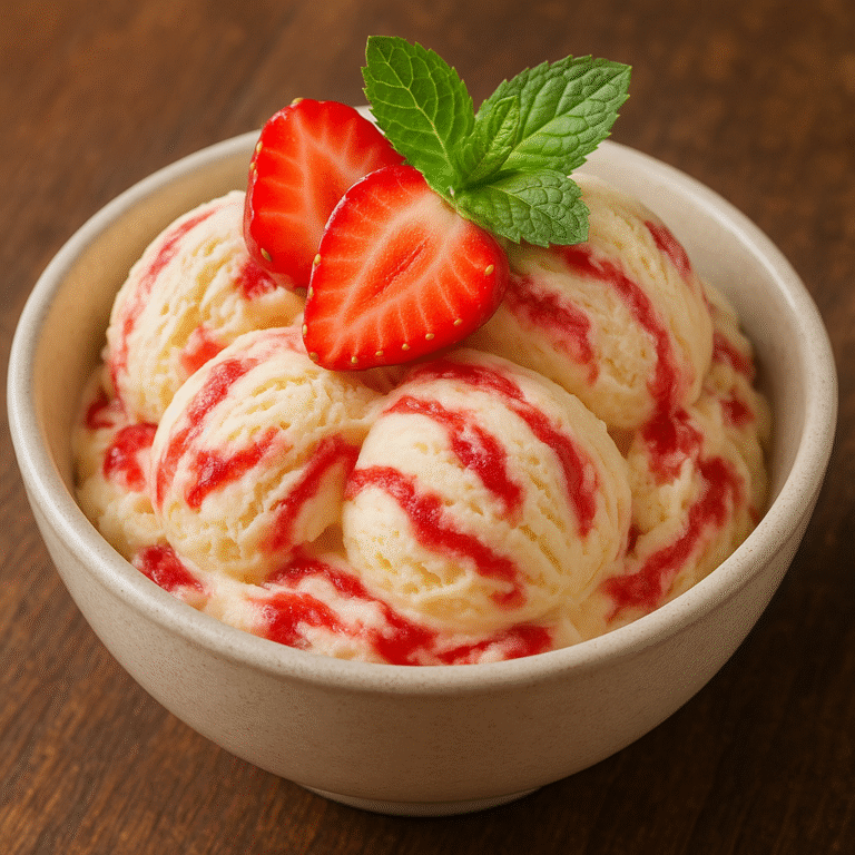 Strawberry Swirled Ice Cream